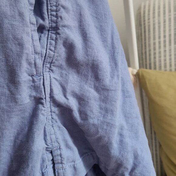 Onia Chambray Romper S/P Blue Button Front Smocked Waist Resort - Picture 7 of 8